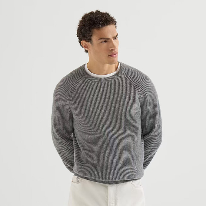 brunello cucinelli gradient english rib knit sweater